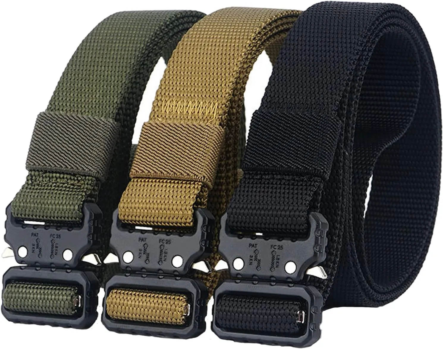1 Inch Nylon Tactical Belt Quick Release Metal Buckle Heavy Duty Military Sports Skinny Webbing Work Belts for Men