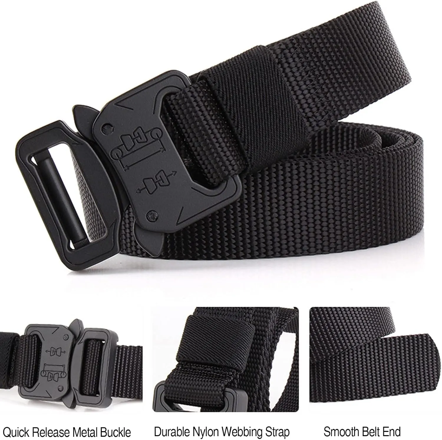 1 Inch Nylon Tactical Belt Quick Release Metal Buckle Heavy Duty Military Sports Skinny Webbing Work Belts for Men