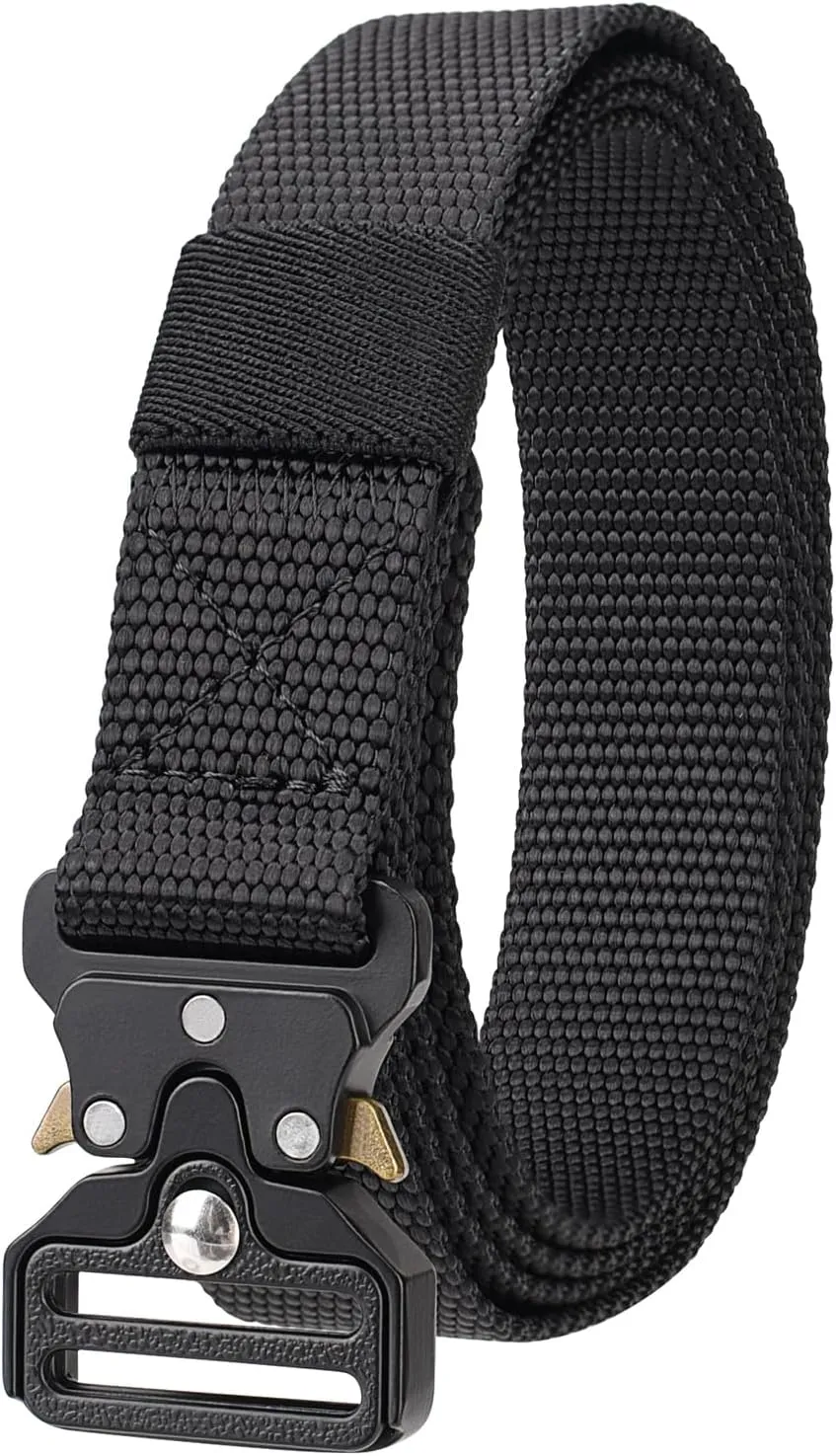 1 Inch Nylon Tactical Belt Quick Release Metal Buckle Heavy Duty Military Sports Skinny Webbing Work Belts for Men