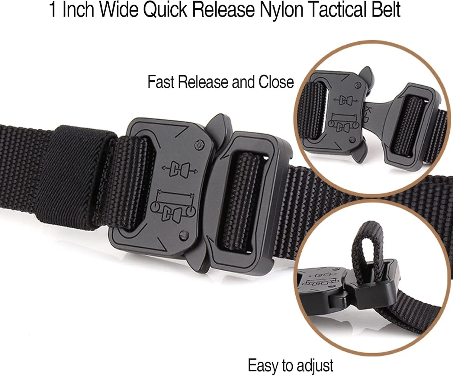 1 Inch Nylon Tactical Belt Quick Release Metal Buckle Heavy Duty Military Sports Skinny Webbing Work Belts for Men