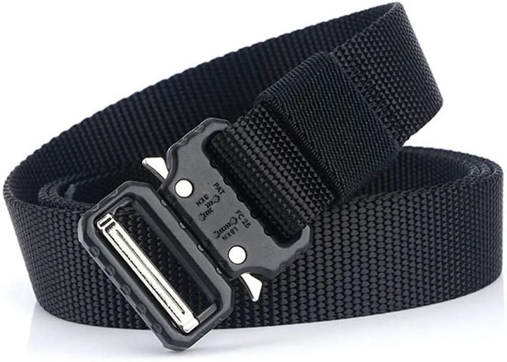 1 Inch Nylon Tactical Belt Quick Release Metal Buckle Heavy Duty Military Sports Skinny Webbing Work Belts for Men