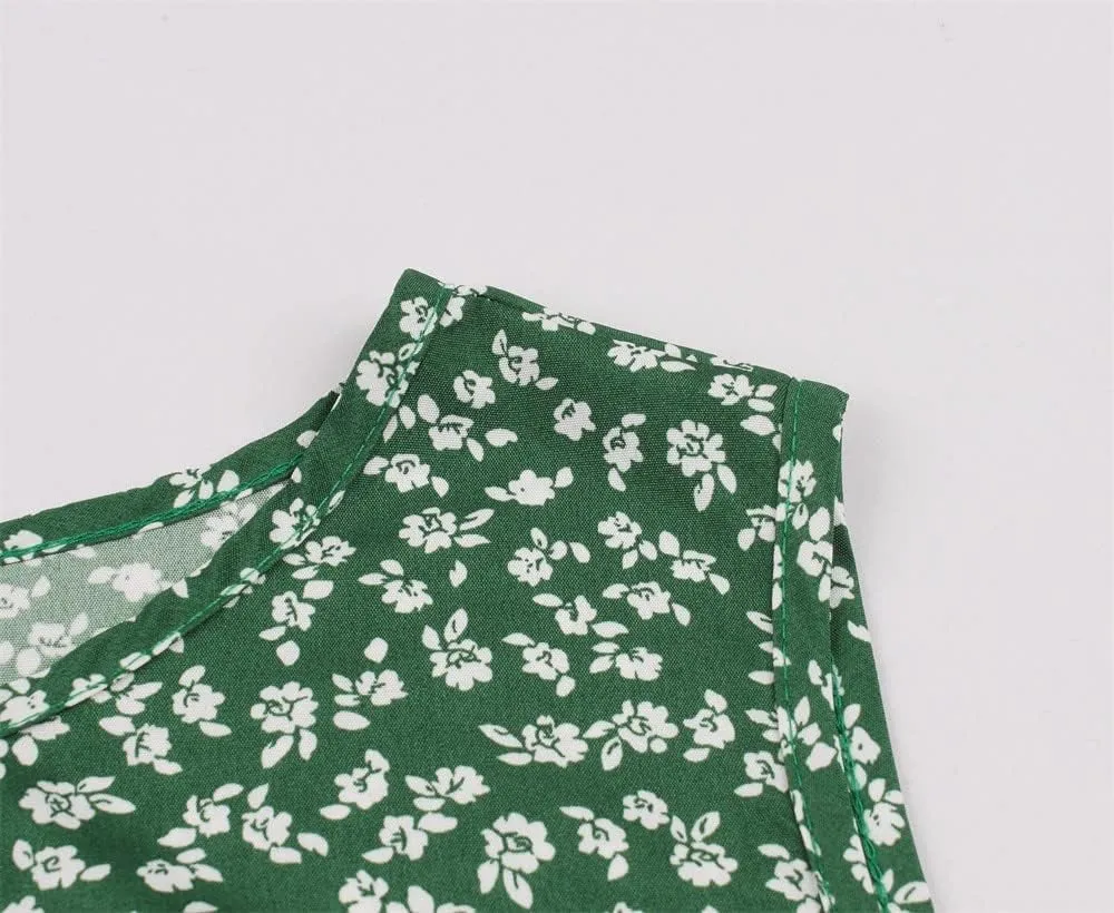 1950s Vintage Cocktail Tea Dress for Women Floral Rockabilly Prom Dress Wedding Guest Dress