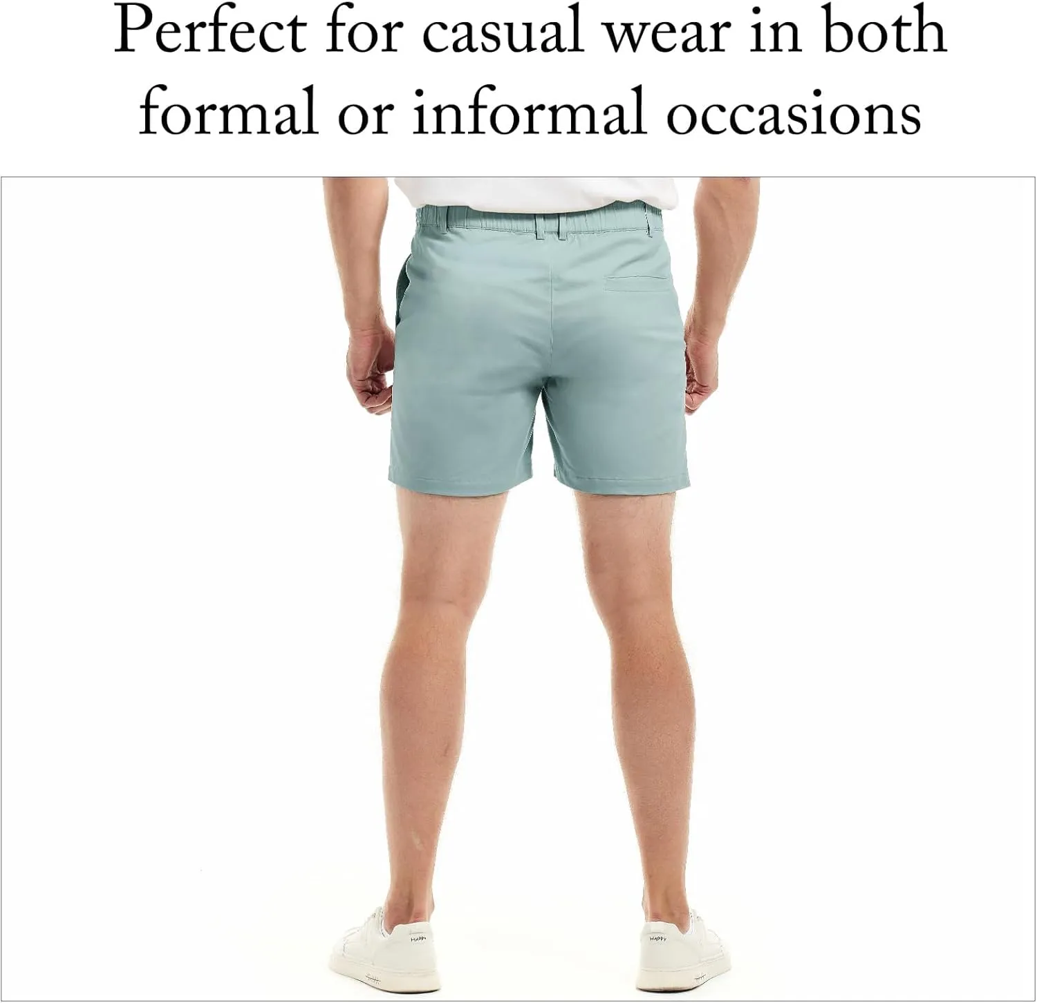AIMPACT Mens Casual Cotton Shorts Slim Fit Elastic Waist Cargo Shorts 5.5 Inch Inseam with Pockets