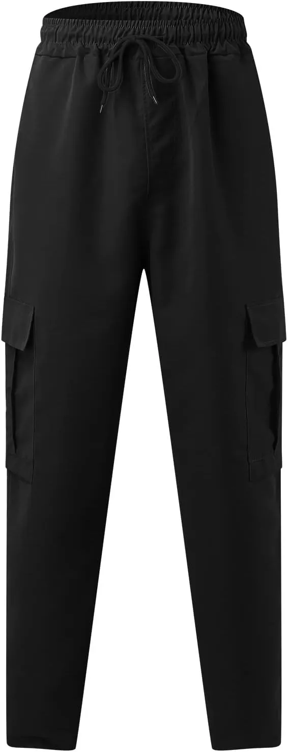 Alalaso Mens Cargo Pants,Elastic Waist Sweatpants for Men Casual Long Trousers Light Jogger Pants