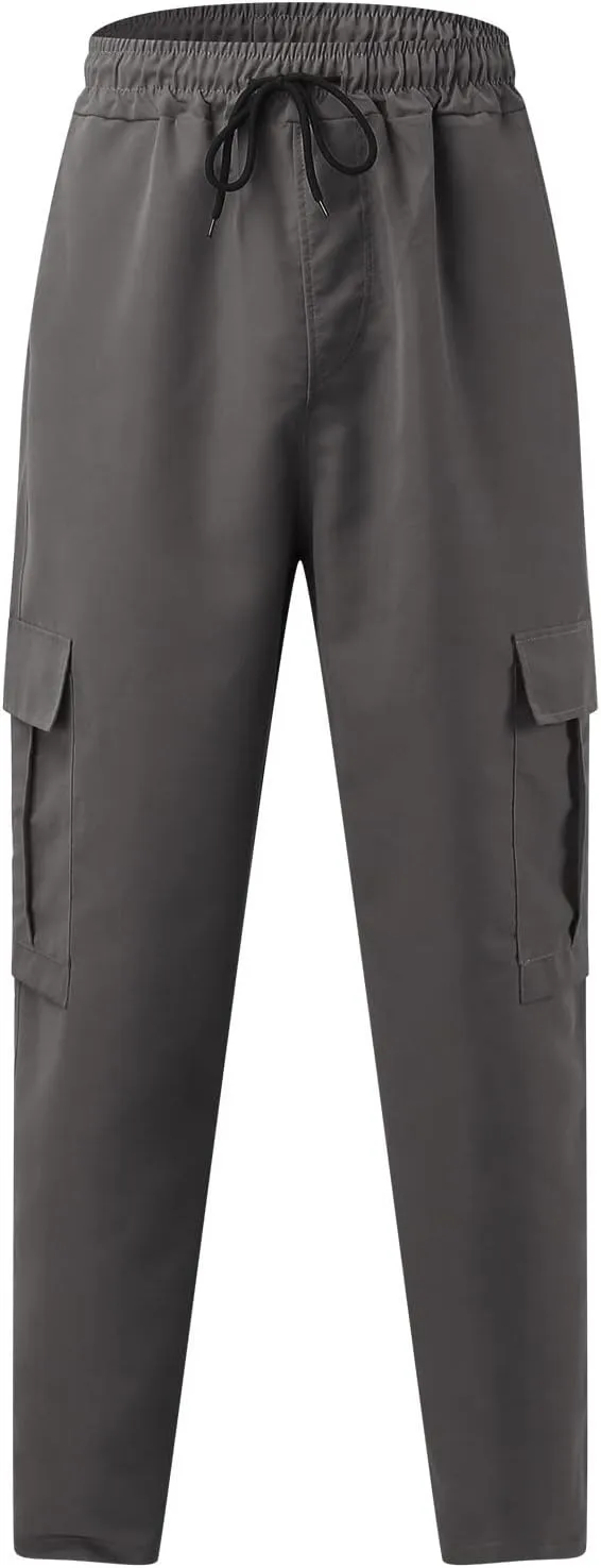 Alalaso Mens Cargo Pants,Elastic Waist Sweatpants for Men Casual Long Trousers Light Jogger Pants