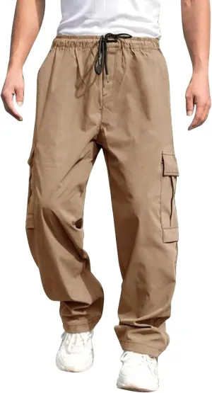 Alalaso Mens Cargo Pants,Elastic Waist Sweatpants for Men Casual Long Trousers Light Jogger Pants