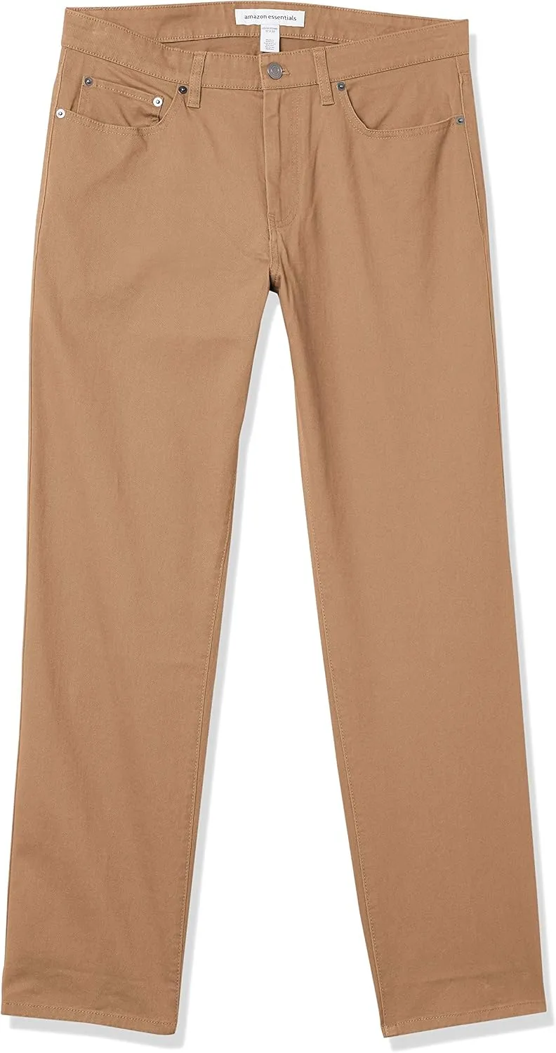 Amazon Essentials Men's Pants, Relaxed-Fit, 5-Pockets, Stretch Twill