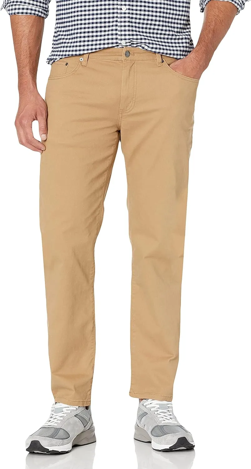 Amazon Essentials Men's Pants, Relaxed-Fit, 5-Pockets, Stretch Twill