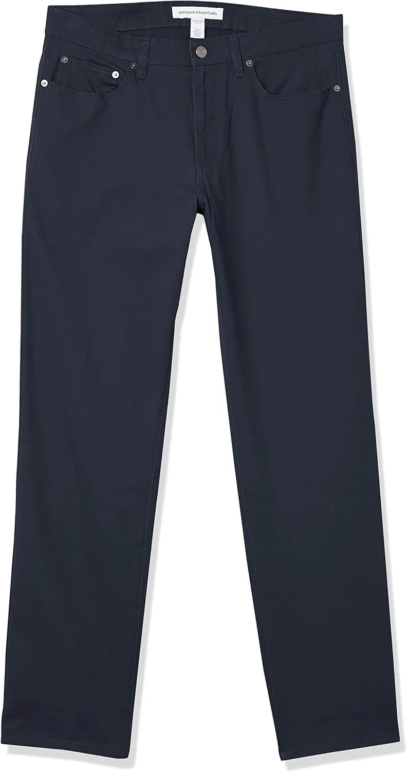 Amazon Essentials Men's Pants, Relaxed-Fit, 5-Pockets, Stretch Twill