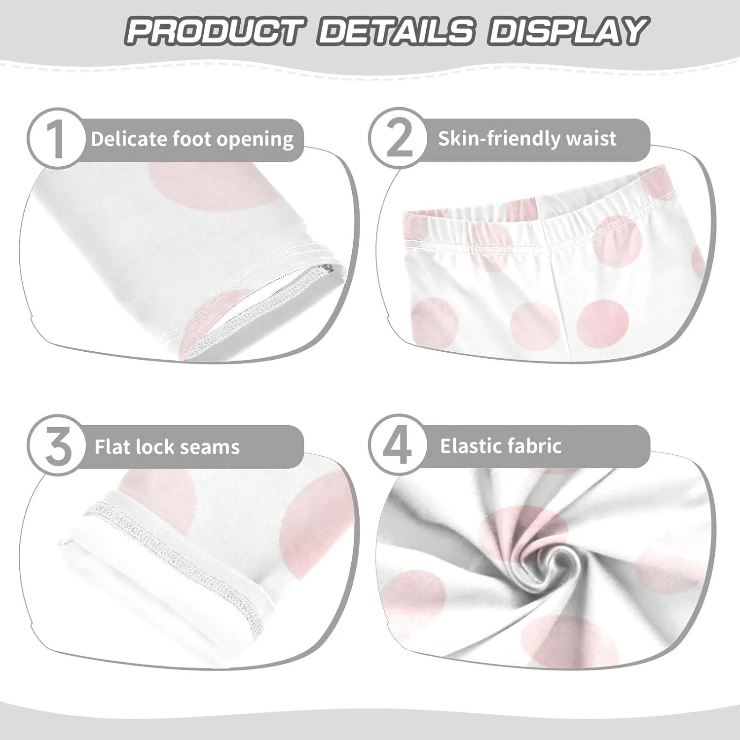 Aslsiy Light Pink Polka Dot Girls Leggings Toddler Stretch Tights Pants