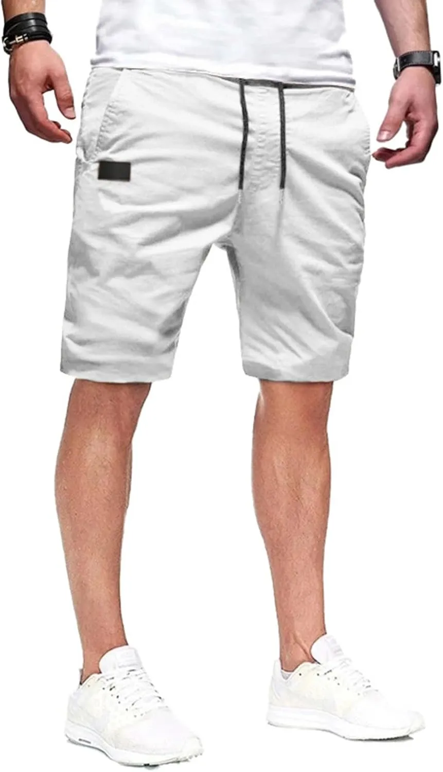 Athletic Shorts for Men Elastic Waist Stretch Casual Summer Shorts Plus Size Classic Lightweight Baggy Chino Beach Pants