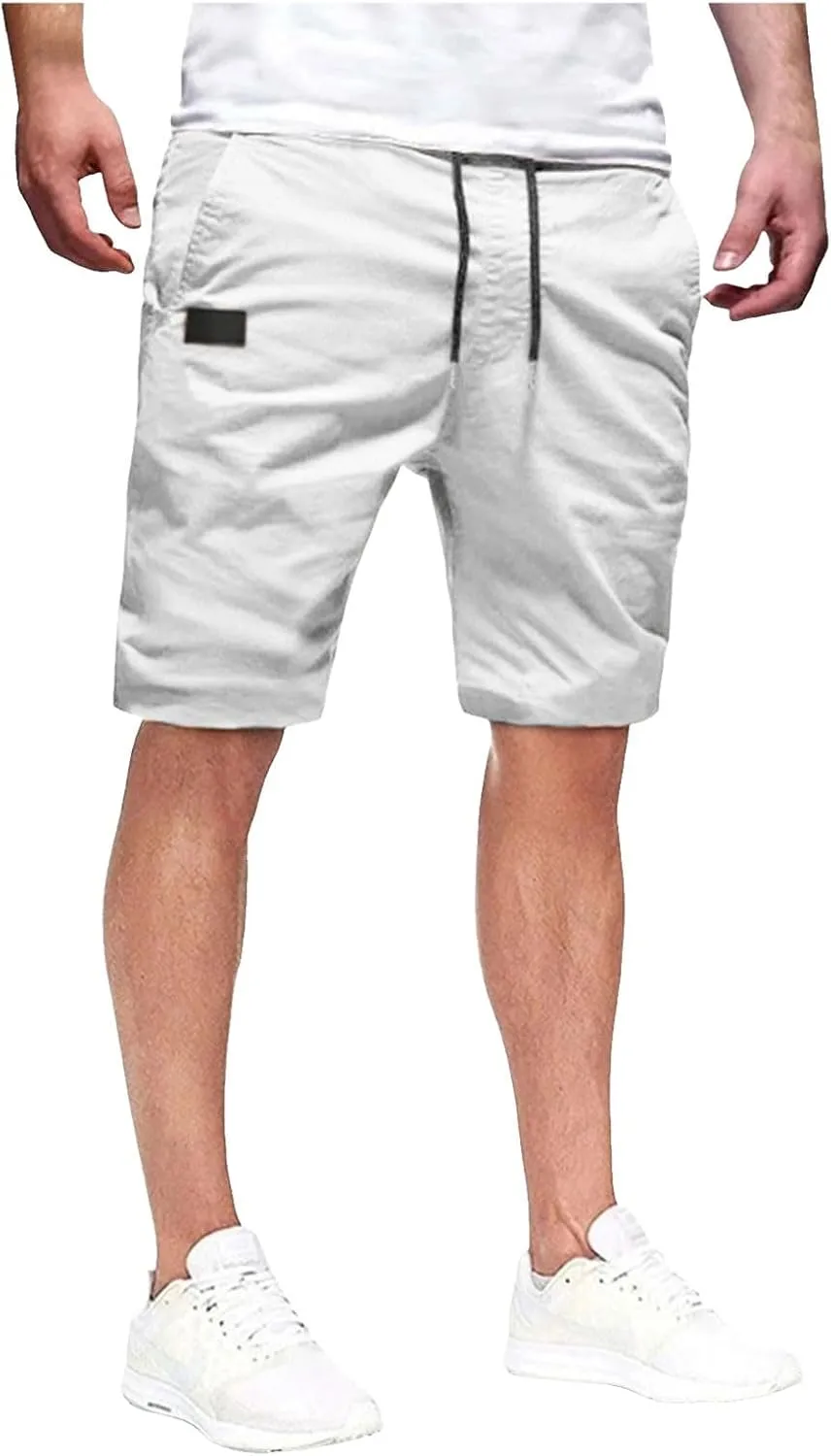 Athletic Shorts for Men Elastic Waist Stretch Casual Summer Shorts Plus Size Classic Lightweight Baggy Chino Beach Pants