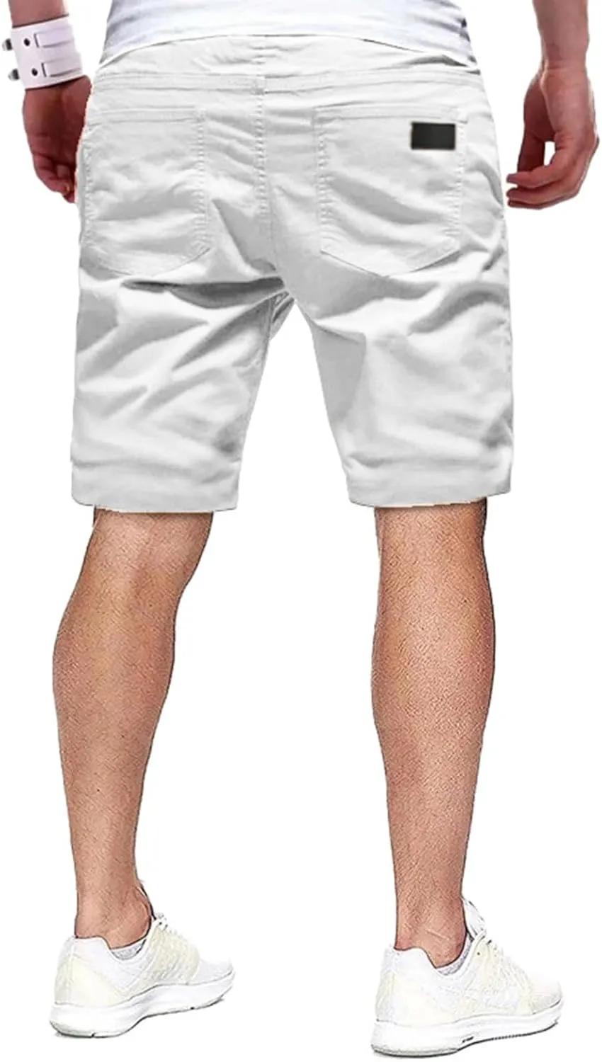 Athletic Shorts for Men Elastic Waist Stretch Casual Summer Shorts Plus Size Classic Lightweight Baggy Chino Beach Pants