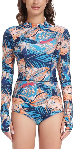AXESEA Womens Rash Guard UPF 50  Long Sleeve Swim Shirt One Piece Bathing Suit Swimsuit
