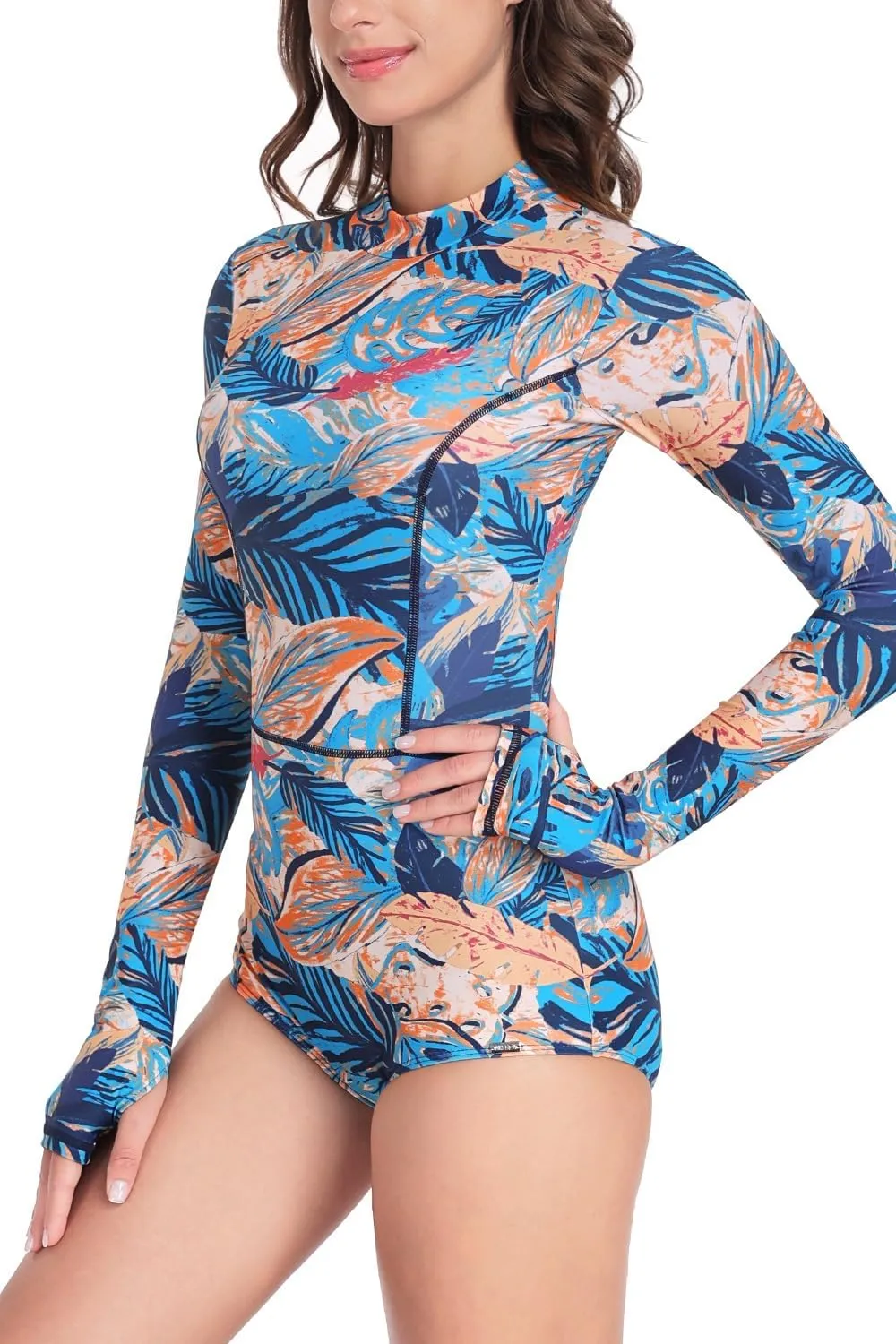 AXESEA Womens Rash Guard UPF 50  Long Sleeve Swim Shirt One Piece Bathing Suit Swimsuit