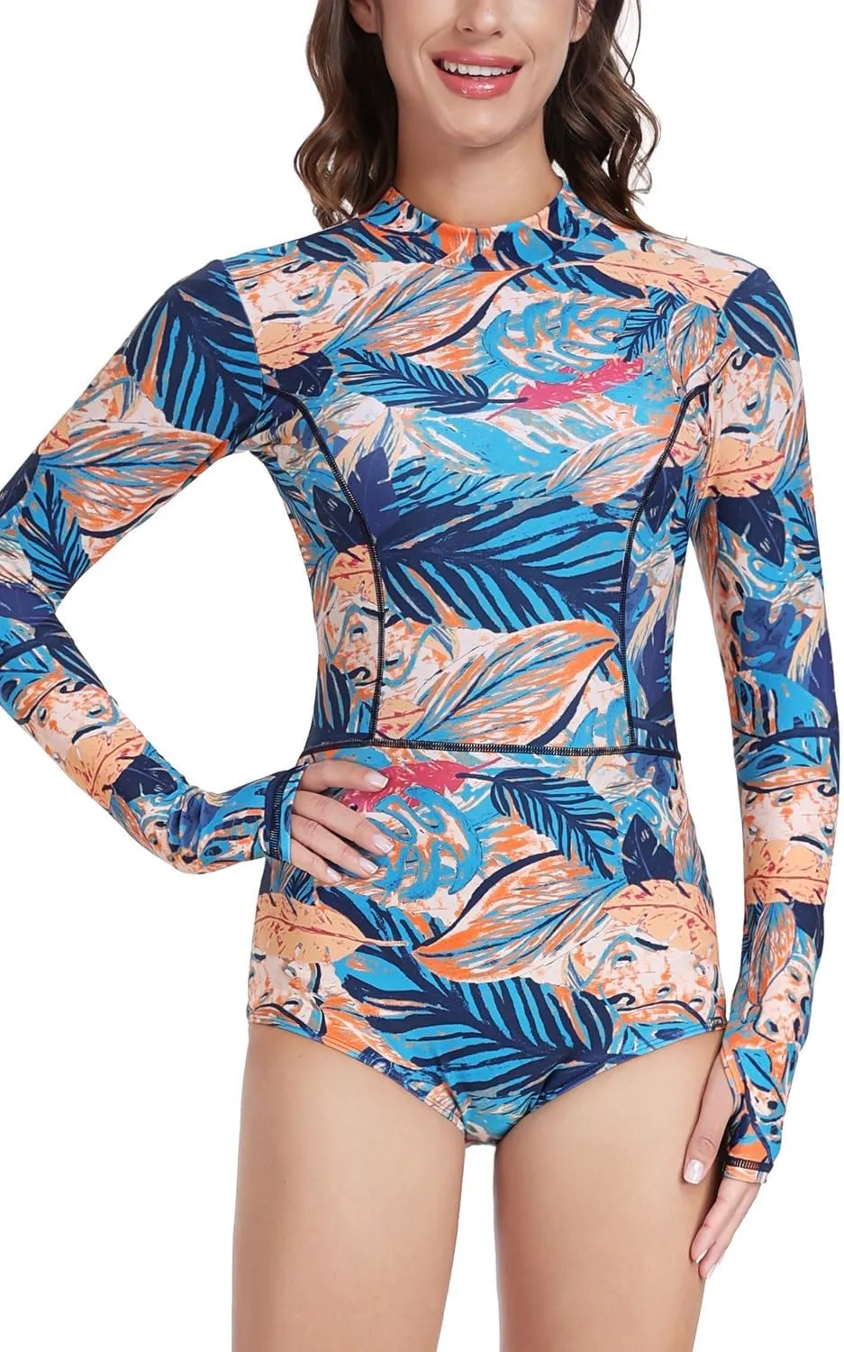 AXESEA Womens Rash Guard UPF 50  Long Sleeve Swim Shirt One Piece Bathing Suit Swimsuit