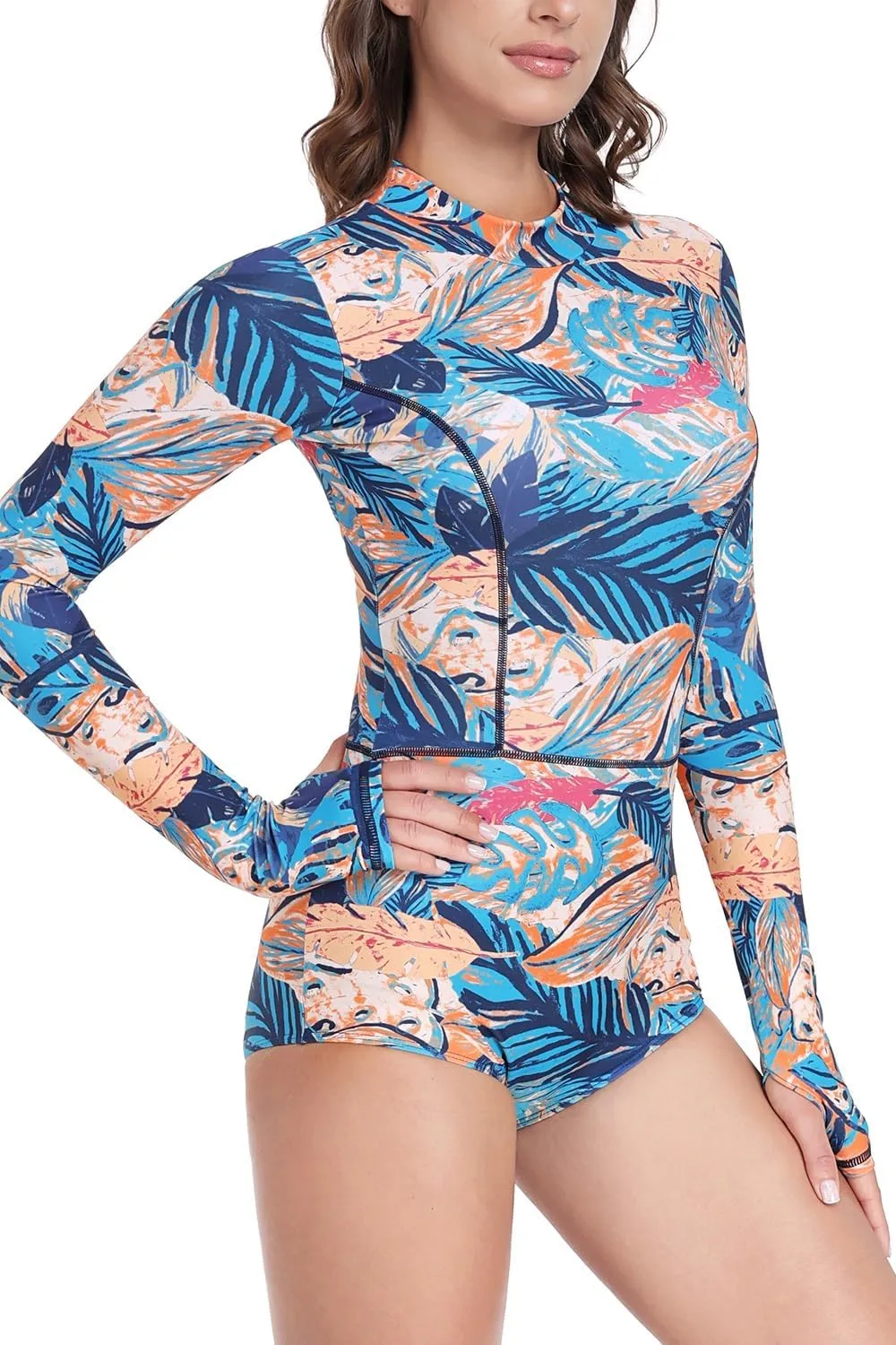 AXESEA Womens Rash Guard UPF 50  Long Sleeve Swim Shirt One Piece Bathing Suit Swimsuit