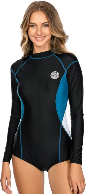 AXESEA Womens Rash Guard UPF 50  Long Sleeve Swim Shirt One Piece Bathing Suit Swimsuit