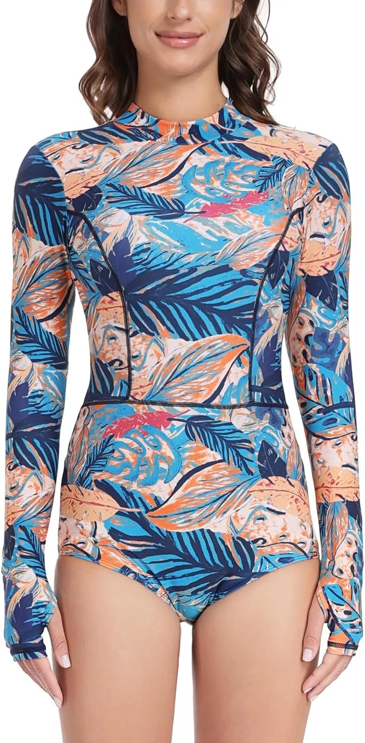 AXESEA Womens Rash Guard UPF 50  Long Sleeve Swim Shirt One Piece Bathing Suit Swimsuit