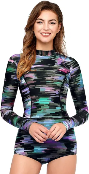AXESEA Womens Rash Guard UPF 50  Long Sleeve Swim Shirt One Piece Bathing Suit Swimsuit