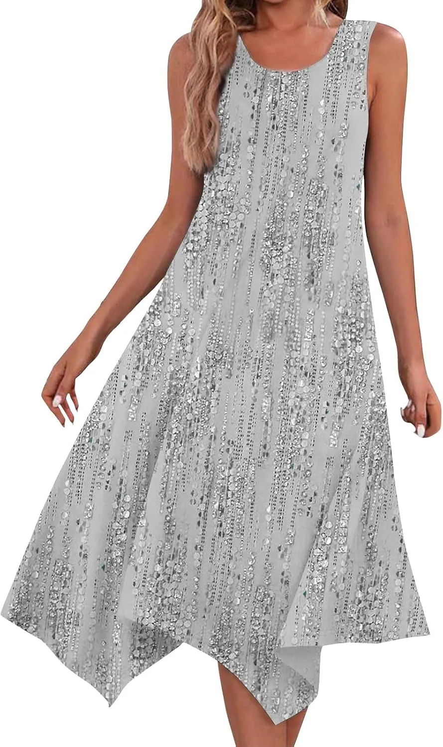 Azeralia Summer Dress Sleeveless Midi Dress for Women Sundresses for Women 2024 Sundress Plus Size Bodycon Dresses for Women