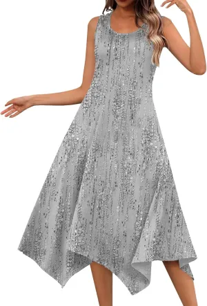 Azeralia Summer Dress Sleeveless Midi Dress for Women Sundresses for Women 2024 Sundress Plus Size Bodycon Dresses for Women