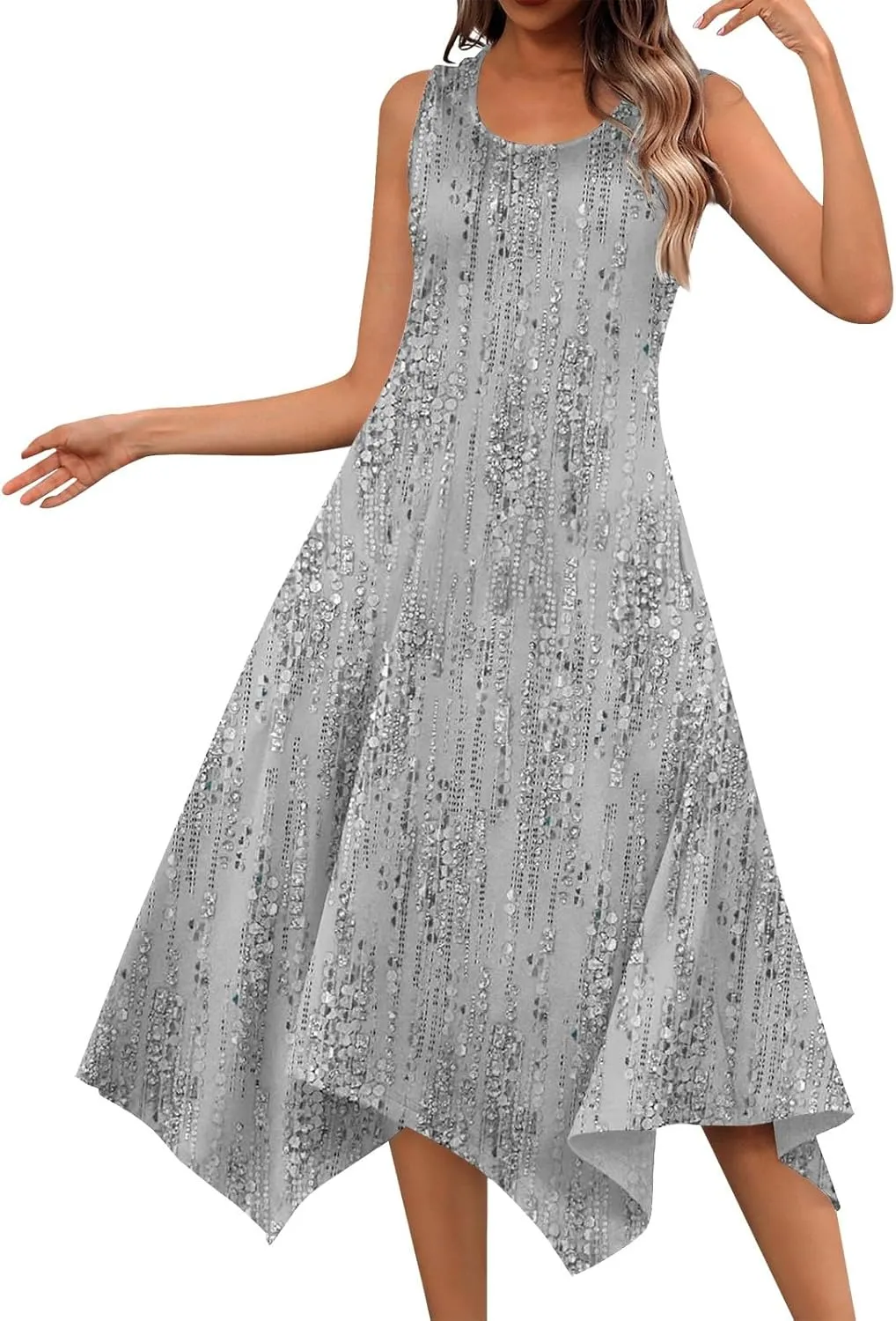 Azeralia Summer Dress Sleeveless Midi Dress for Women Sundresses for Women 2024 Sundress Plus Size Bodycon Dresses for Women