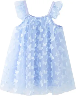Baby Girls' Playwear Dresses Summer Dress for Girls Toddler Sleeveless 3D Butterfly Tulle Princess Dance
