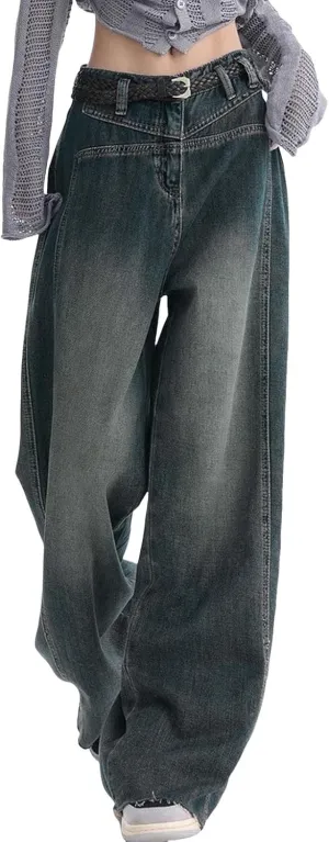 Baggy Jeans for Women Y2K High Street Boyfriend Pants Plus Size Vintage Aesthetic Jeans Teen Girl Hip Hop Denim Pants