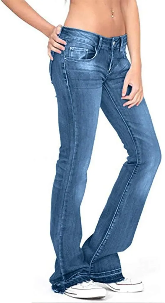 Bell Bottom Jeans for Women Petite Denim Pants Distressed Washed 70s Fashion Vintage Cowboy Jeans Bootcut Pant