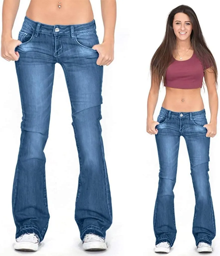 Bell Bottom Jeans for Women Petite Denim Pants Distressed Washed 70s Fashion Vintage Cowboy Jeans Bootcut Pant