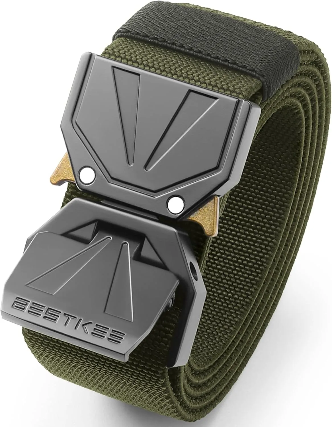 BESTKEE Belt for Men - Tactical Belt Stretch Nylon Work Web Belts Ideal for Gift