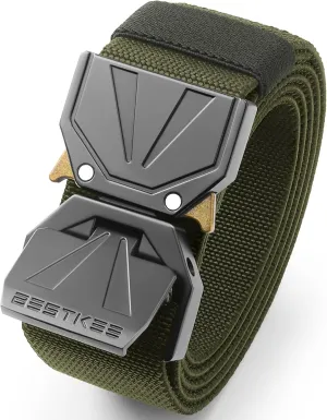 BESTKEE Belt for Men - Tactical Belt Stretch Nylon Work Web Belts Ideal for Gift