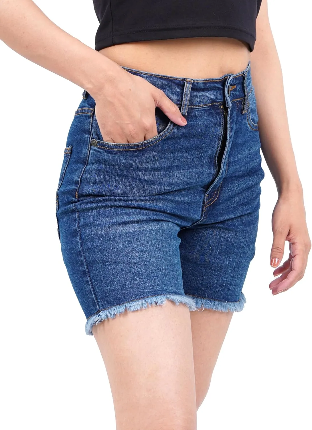 Blue Denim Shorts for Women – Comfortable Trendy Womens Cutoff Jean Shorts Casual