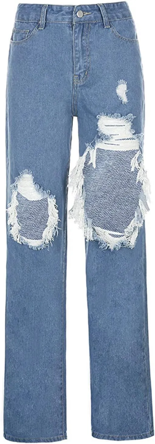 Bootcut Jeans for Women High Waisted Stretchy Flare Pants Ripped Skinny Bell Bottom Denim Pants Distressed Jeans
