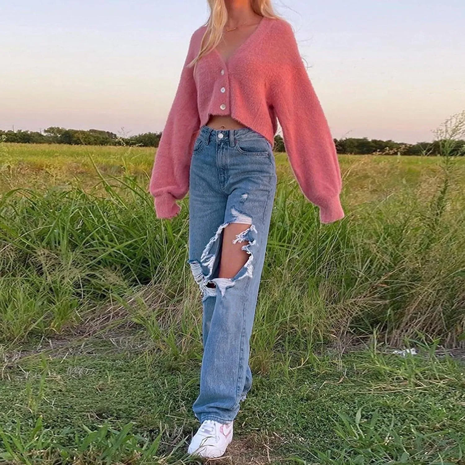 Bootcut Jeans for Women High Waisted Stretchy Flare Pants Ripped Skinny Bell Bottom Denim Pants Distressed Jeans