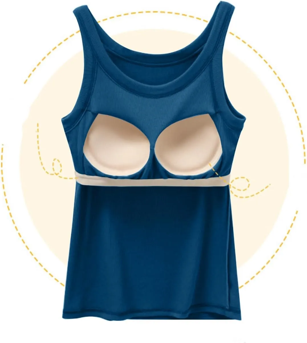 Built in Bra Tank Tops for Women Dress Casual Sleeveless Cotton Summer Tanks Workout Gym Athletic Yoga Shirts