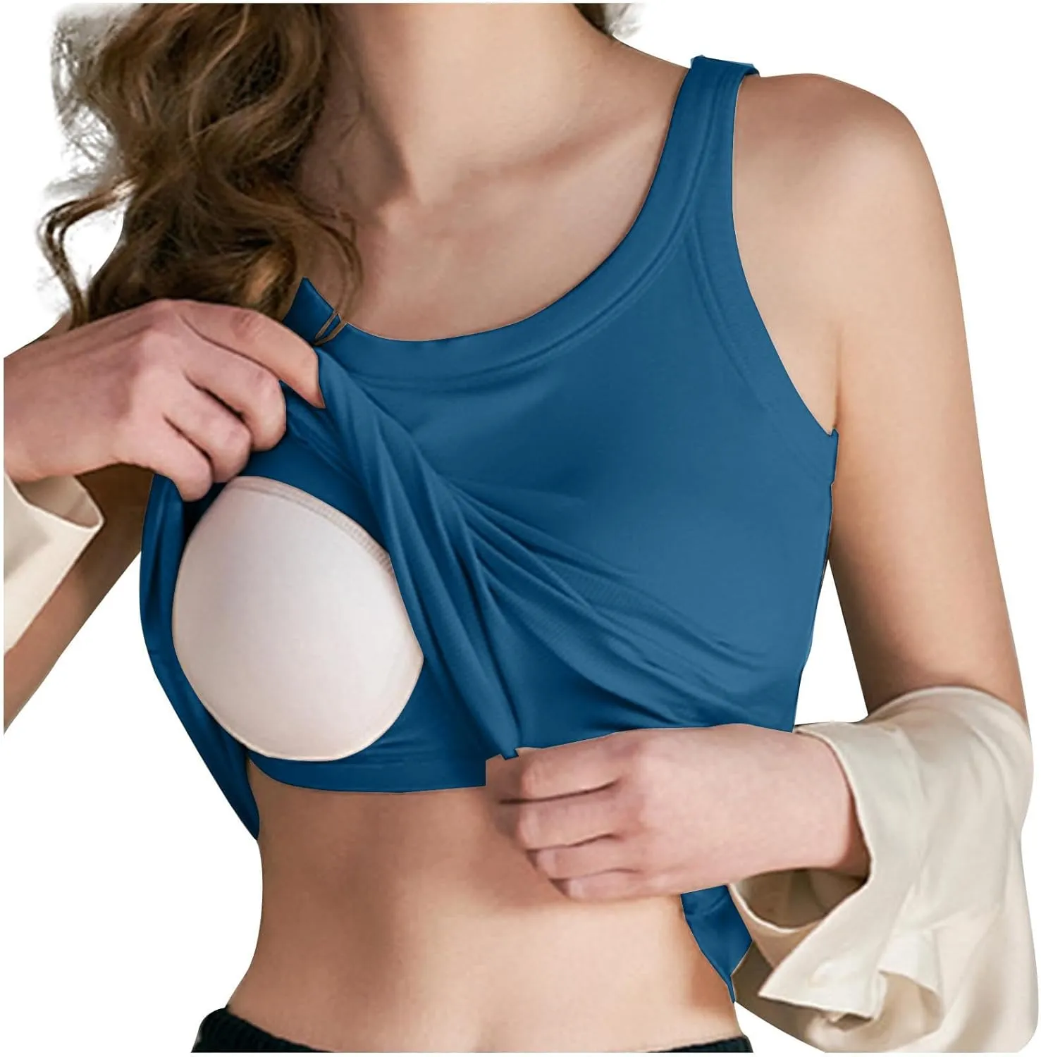 Built in Bra Tank Tops for Women Dress Casual Sleeveless Cotton Summer Tanks Workout Gym Athletic Yoga Shirts