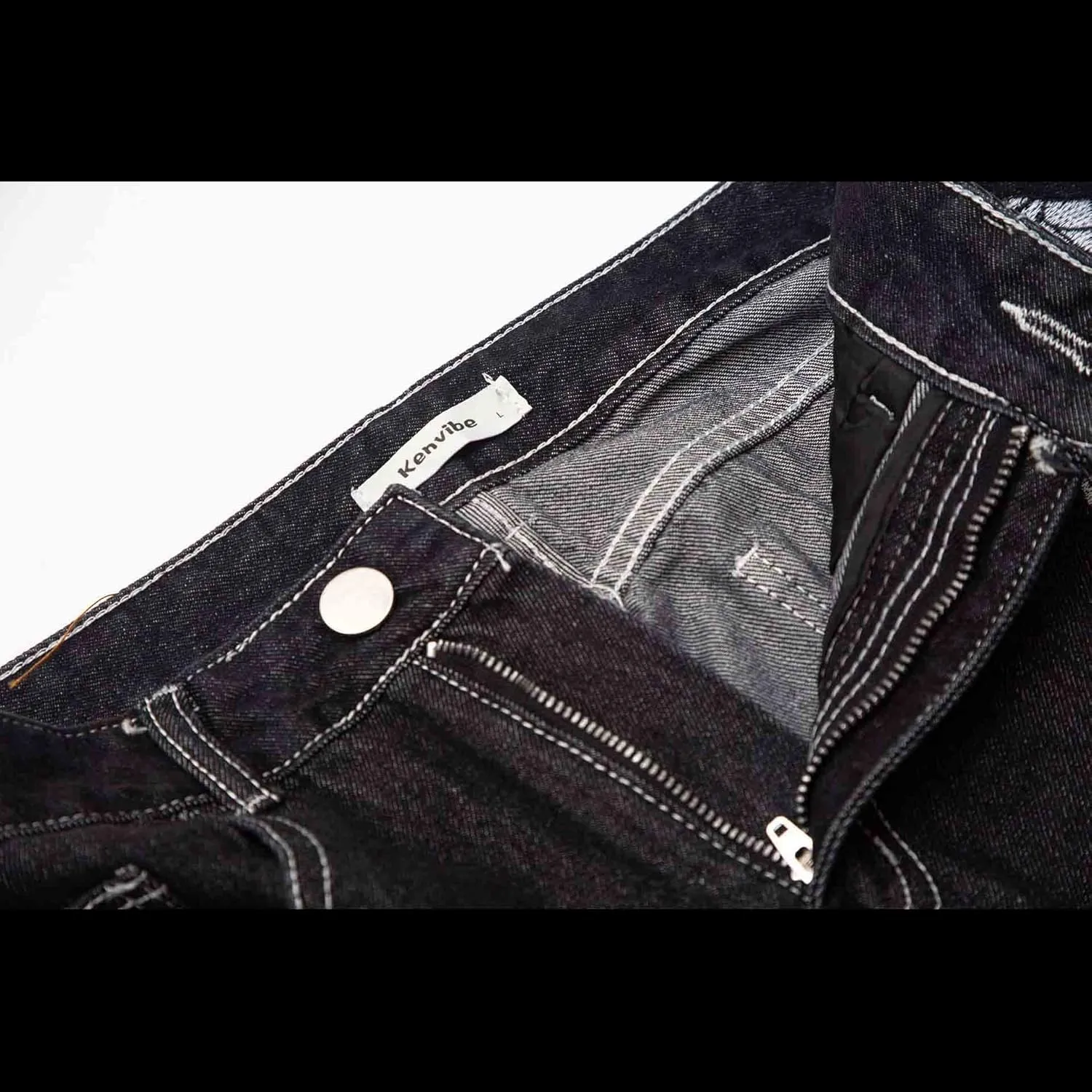 BXCNCKD Hip Hop Jeans Dark Black Skeleton Embroidery Jeans Gothic Loose Wide Leg Straight Leg Trousers Grunge Clothes