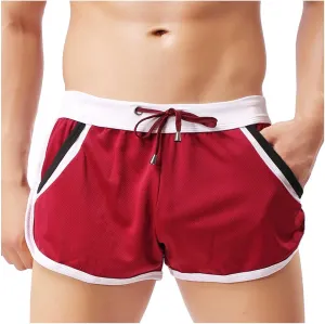 Cambkatl Men's Athletic Running Shorts Lightweight Drawstring Quick Dry Elastic Waist Colorblock Workout Shorts with Pockets