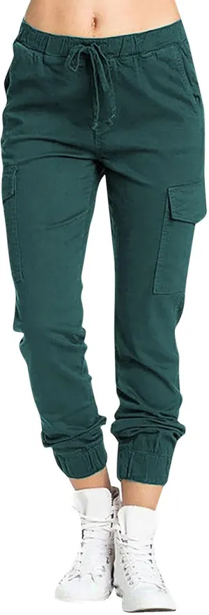 Cargo Joggers for Women Light Weight Stretchy Hiking Pants Drawstring Tapered Cinch Bottom Baggy Cargo Pants