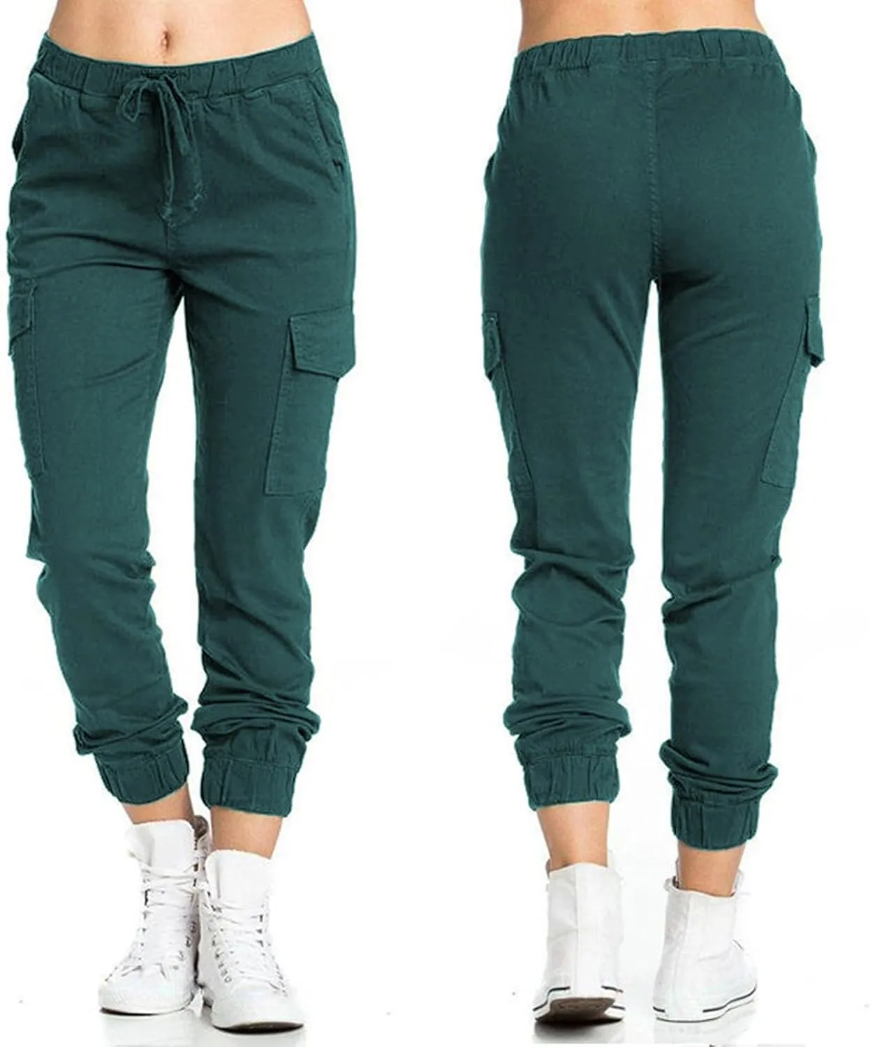 Cargo Joggers for Women Light Weight Stretchy Hiking Pants Drawstring Tapered Cinch Bottom Baggy Cargo Pants