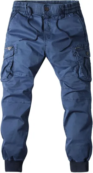 Cargo Pants for Men Big and Tall, Pants Men's Sweatpants with Pockets Solid Fleece Heavyweight Long Overalls Casual