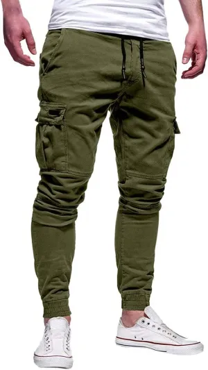 Cargo Pants for Men Big and Tall Sweatpants Cotton Fitted Running Workout Athletic Joggers with Pockets Men's Jogger