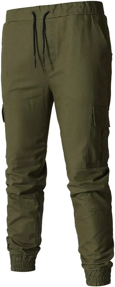 Cargo Pants for Men Big and Tall Sweatpants Cotton Fitted Running Workout Athletic Joggers with Pockets Men's Jogger