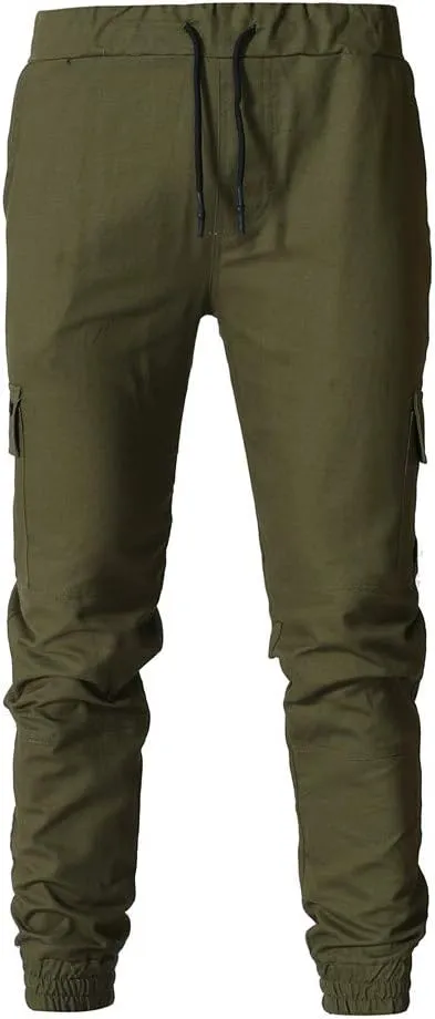 Cargo Pants for Men Big and Tall Sweatpants Cotton Fitted Running Workout Athletic Joggers with Pockets Men's Jogger