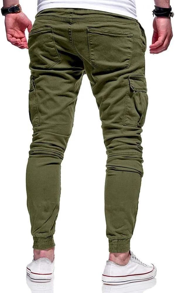 Cargo Pants for Men Big and Tall Sweatpants Cotton Fitted Running Workout Athletic Joggers with Pockets Men's Jogger
