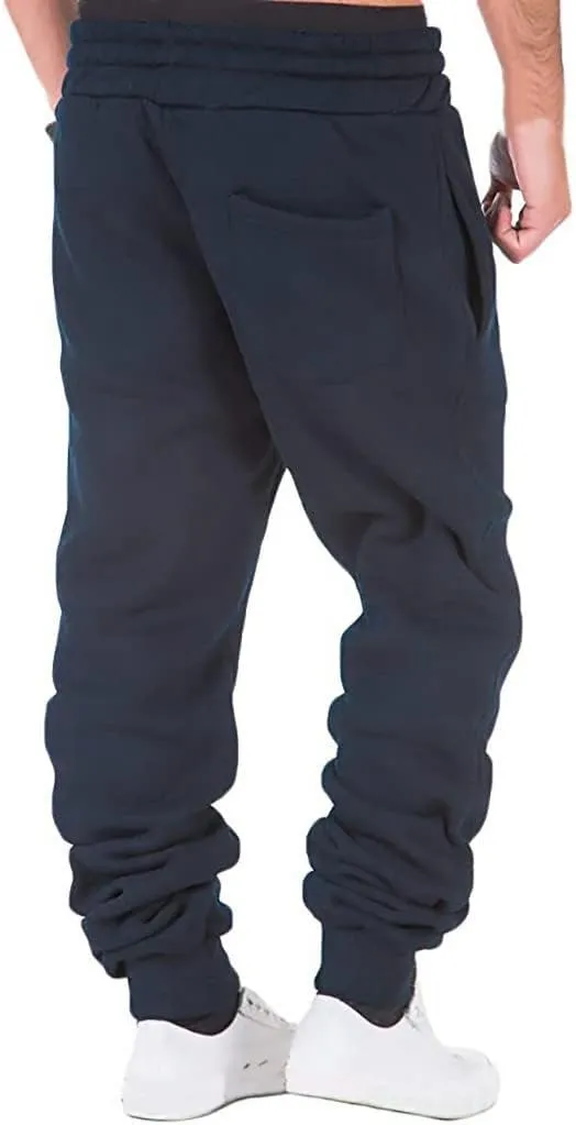 Cargo Pants for Men Relaxed Fit Mens Cargo Sweatpants Heavyweight Fleece Jogger Work Pants Drawstring Sports Trousers