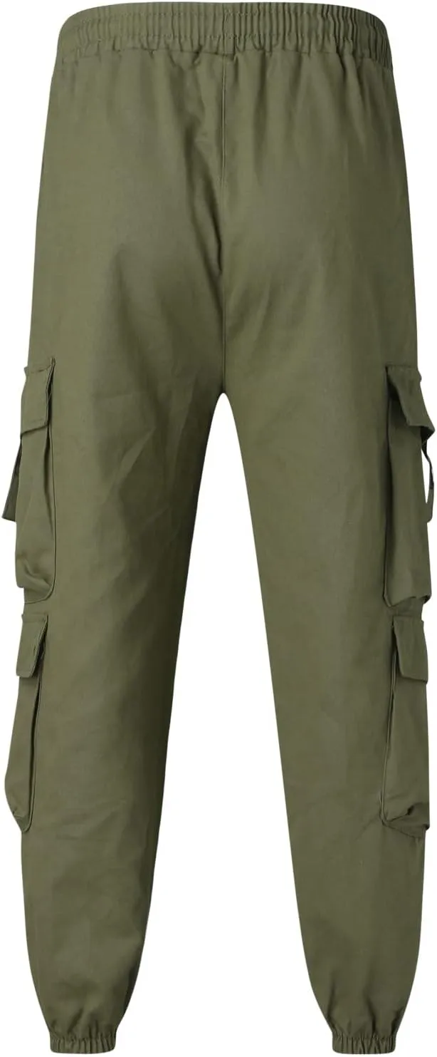 Cargo Pants for Men Relaxed Fit with Pockets Cargo Pants for Men Sweat Pants Fashion Men's Sport Color Bandage Casual