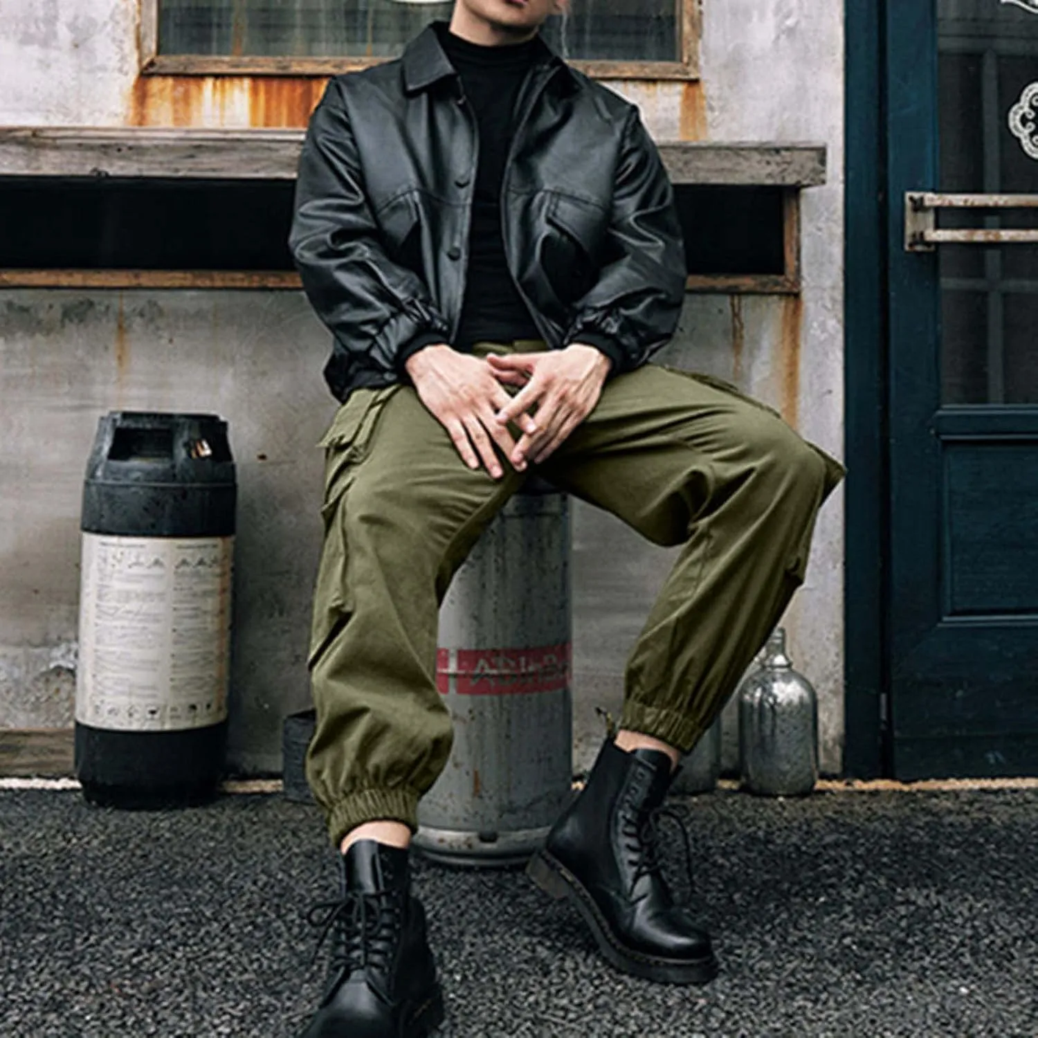 Cargo Pants for Men Relaxed Fit with Pockets Cargo Pants for Men Sweat Pants Fashion Men's Sport Color Bandage Casual